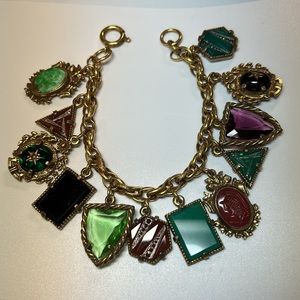 Fabulous vintage Glass Fobs (12) Charm Bracelet
